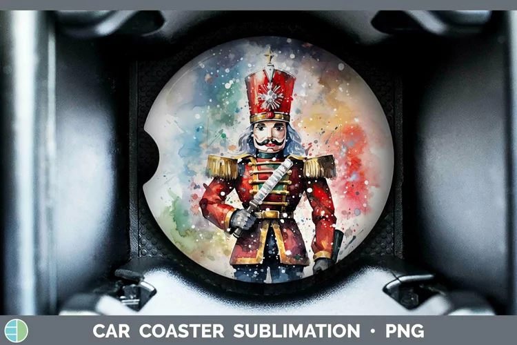 Watercolor Christmas Nutcracker Car Coaster Sublimation Coas