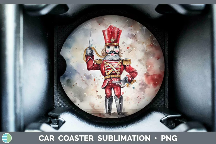 Watercolor Christmas Nutcracker Car Coaster Sublimation Coas