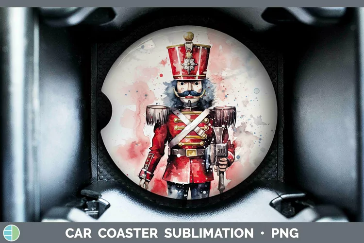Watercolor Christmas Nutcracker Car Coaster Sublimation Coas