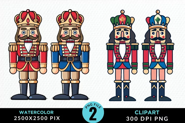 Watercolor Christmas Nutcracker Graphics Clipart