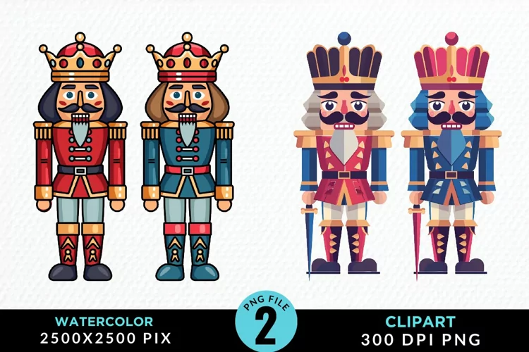 Watercolor Christmas Nutcracker Graphics Clipart