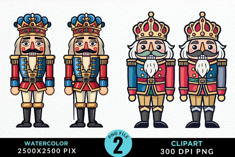 Watercolor Christmas Nutcracker Design Clipart