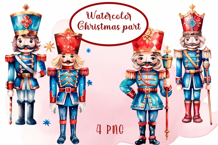 Watercolor Christmas Nutcracker Clipart, Nutcracker PNG