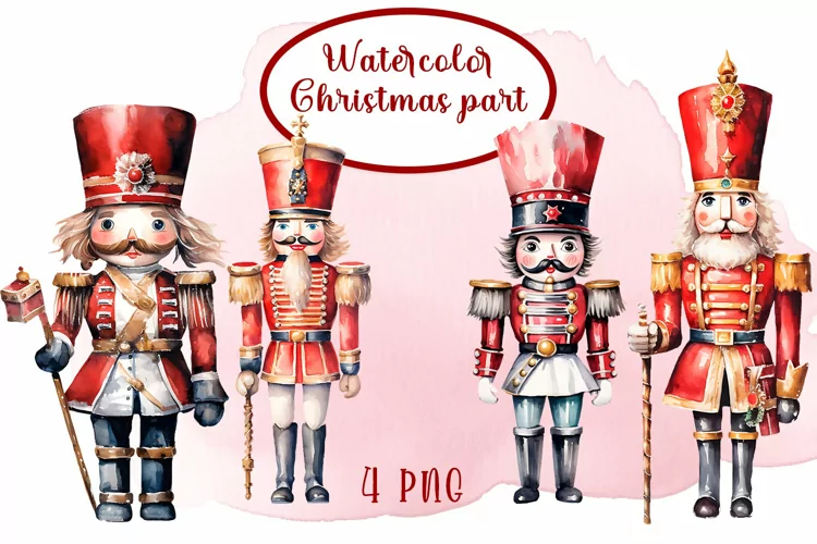 Watercolor Christmas Nutcracker Clipart, Nutcracker PNG
