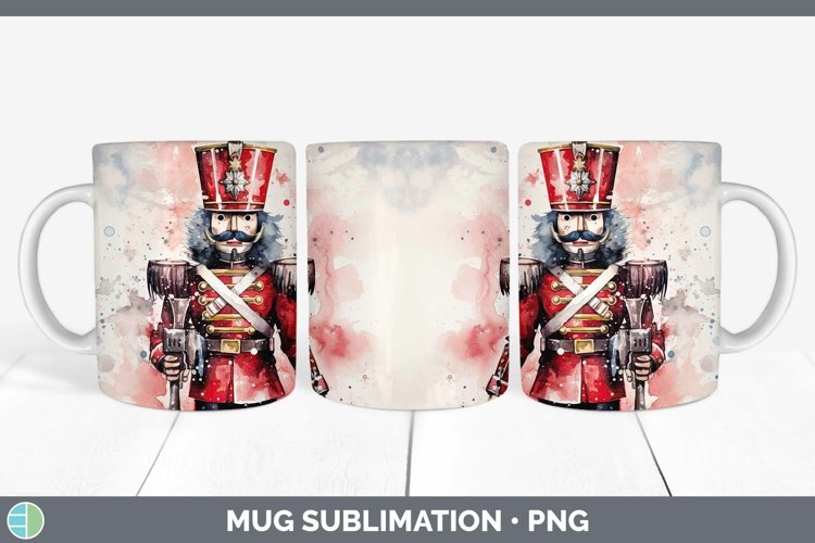 Watercolor Christmas Nutcracker Mug Wrap Sublimation Coffee