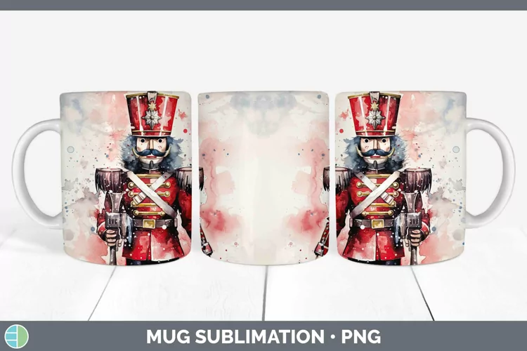 Watercolor Christmas Nutcracker Mug Wrap Sublimation Coffee