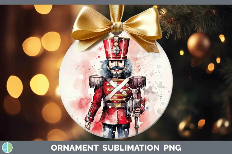 Watercolor Christmas Nutcracker Ornament Sublimation Bauble