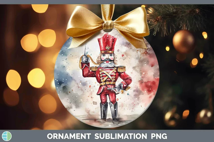 Watercolor Christmas Nutcracker Ornament Sublimation Bauble