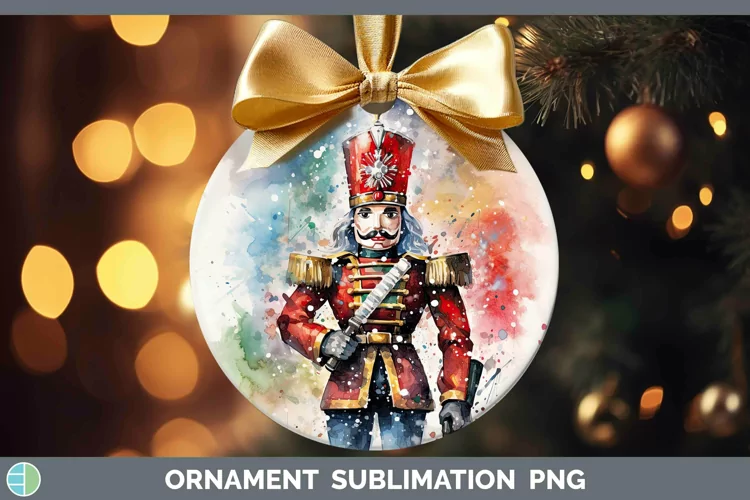 Watercolor Christmas Nutcracker Ornament Sublimation Bauble