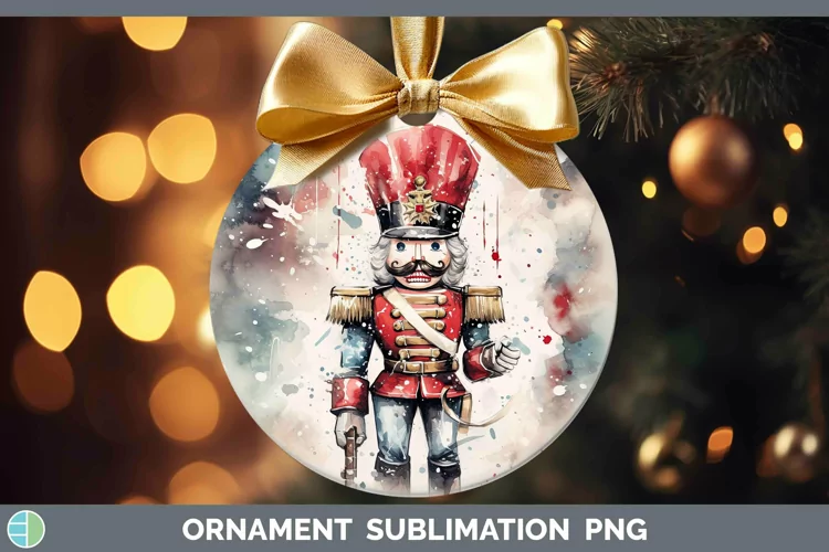 Watercolor Christmas Nutcracker Ornament Sublimation Bauble
