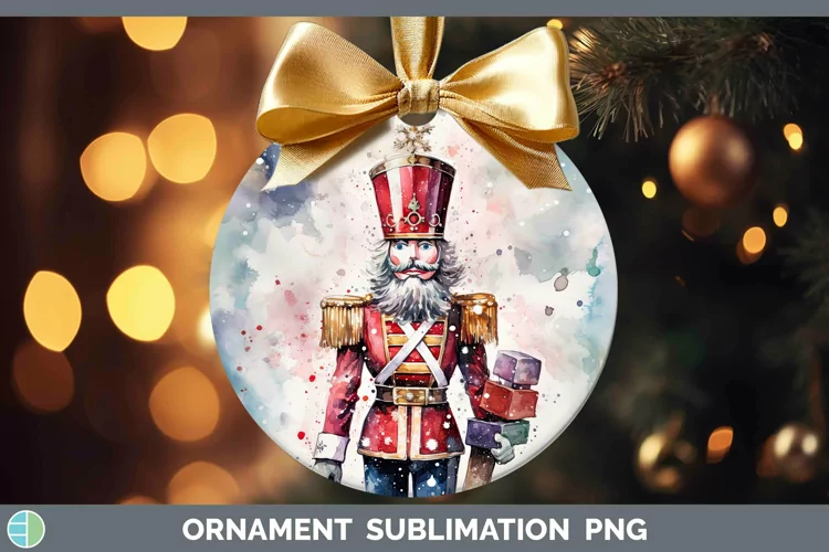 Watercolor Christmas Nutcracker Ornament Sublimation Bauble