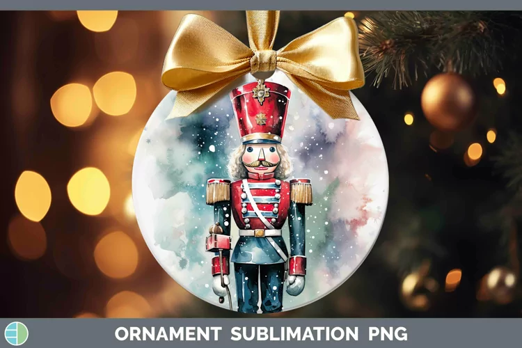 Watercolor Christmas Nutcracker Ornament Sublimation Bauble