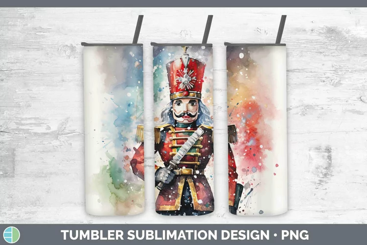 Watercolor Christmas Nutcracker Tumbler Sublimation 20 oz Sk
