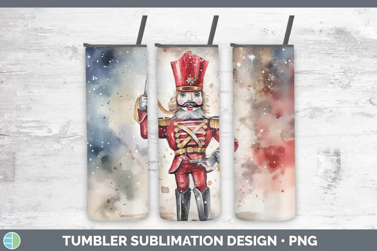 Watercolor Christmas Nutcracker Tumbler Sublimation 20 oz Sk