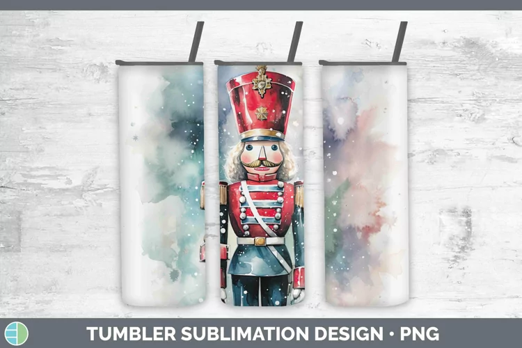 Watercolor Christmas Nutcracker Tumbler Sublimation 20 oz Sk
