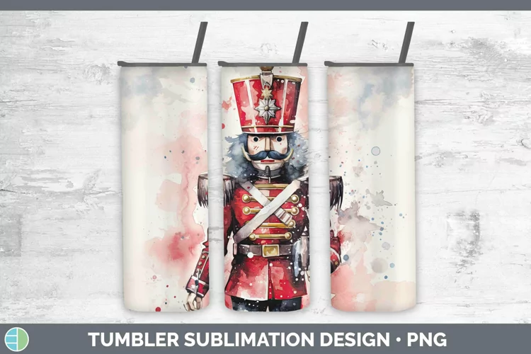 Watercolor Christmas Nutcracker Tumbler Sublimation 20 oz Sk