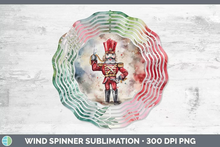 Watercolor Christmas Nutcracker Wind Spinner Sublimation Spi