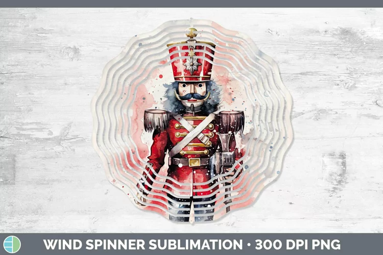 Watercolor Christmas Nutcracker Wind Spinner Sublimation Spi