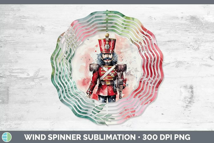 Watercolor Christmas Nutcracker Wind Spinner Sublimation Spi