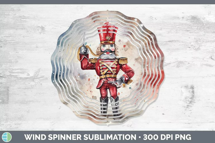 Watercolor Christmas Nutcracker Wind Spinner Sublimation Spi