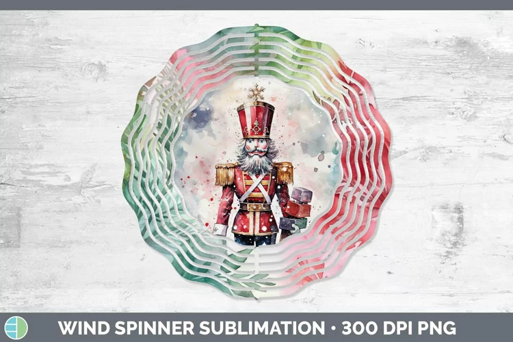 Watercolor Christmas Nutcracker Wind Spinner Sublimation Spi