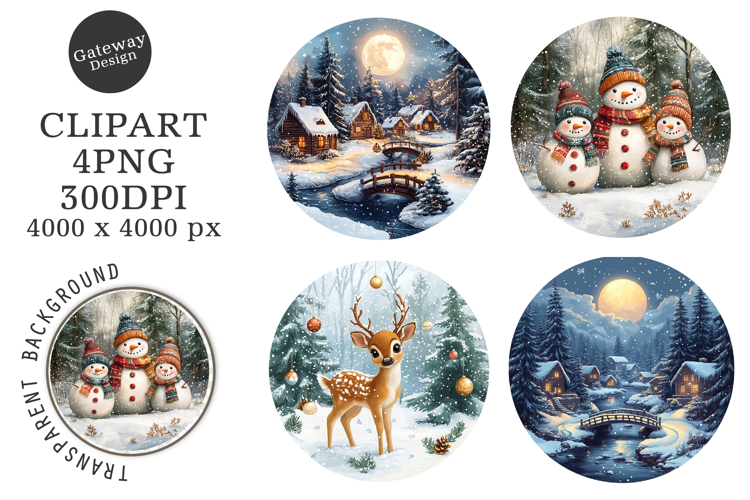 Watercolor Christmas Ornament Clipart
