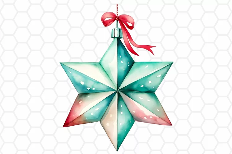 Watercolor Christmas Ornament Clipart, Sublimation PNG