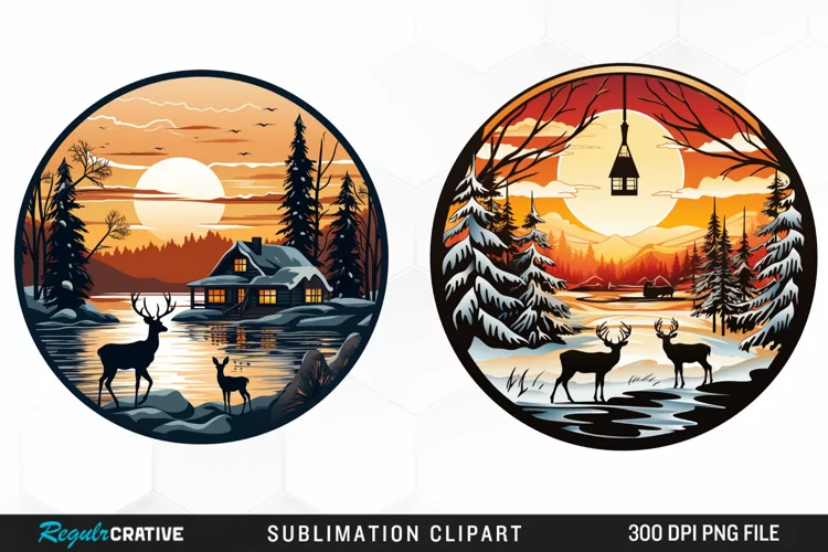 Watercolor Christmas Ornament House Design Clipart