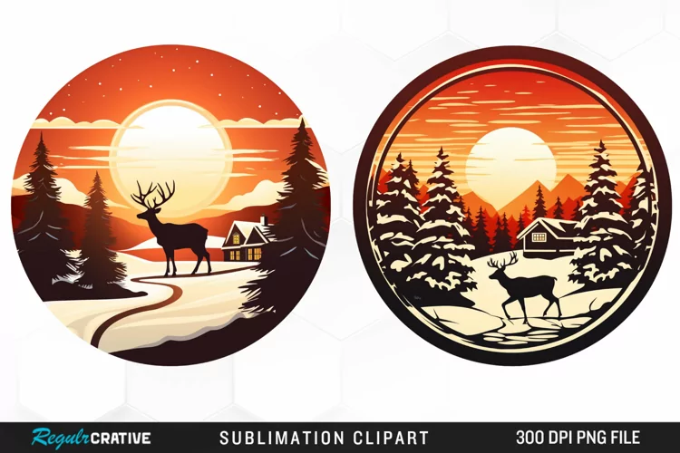 Watercolor Christmas Ornament House Design Clipart