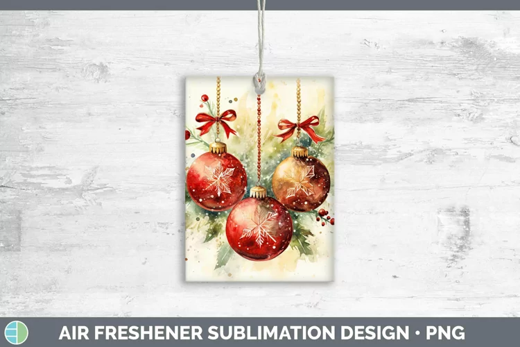 Watercolor Christmas Ornaments Air Freshener Sublimation Car
