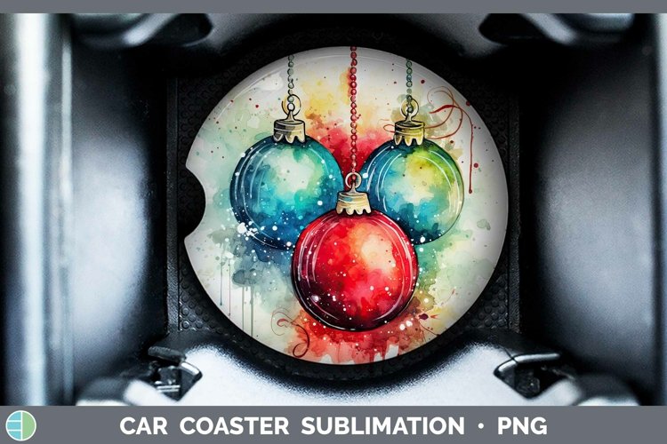 Watercolor Christmas Ornaments Car Coaster Sublimation Coast
