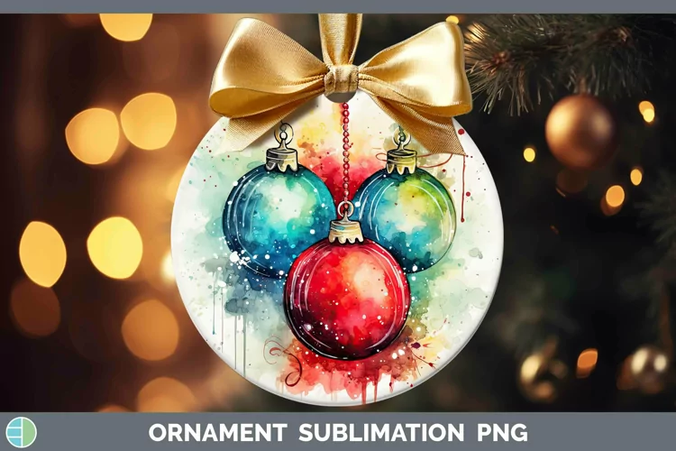 Watercolor Christmas Ornaments Ornament Sublimation Bauble D