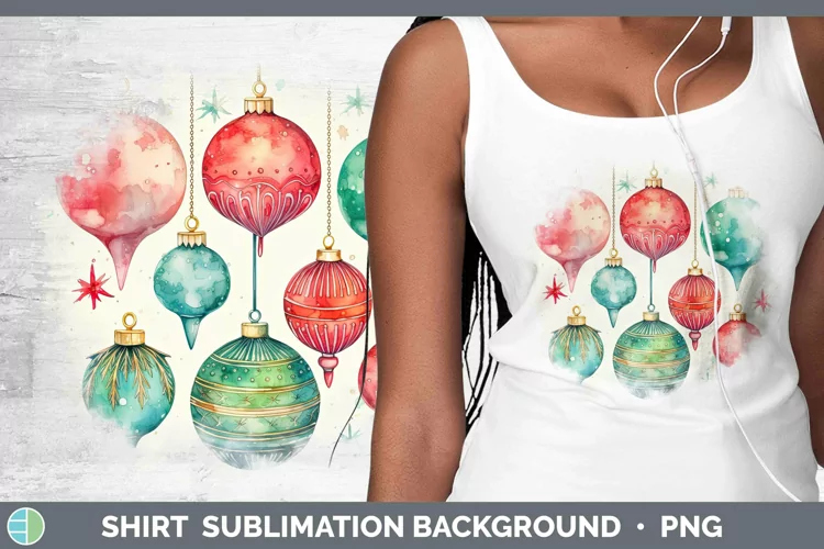 Watercolor Christmas Ornaments Shirt Sublimation Sublimation