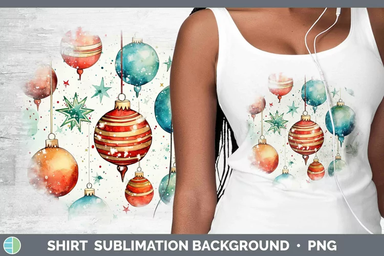 Watercolor Christmas Ornaments Shirt Sublimation Sublimation