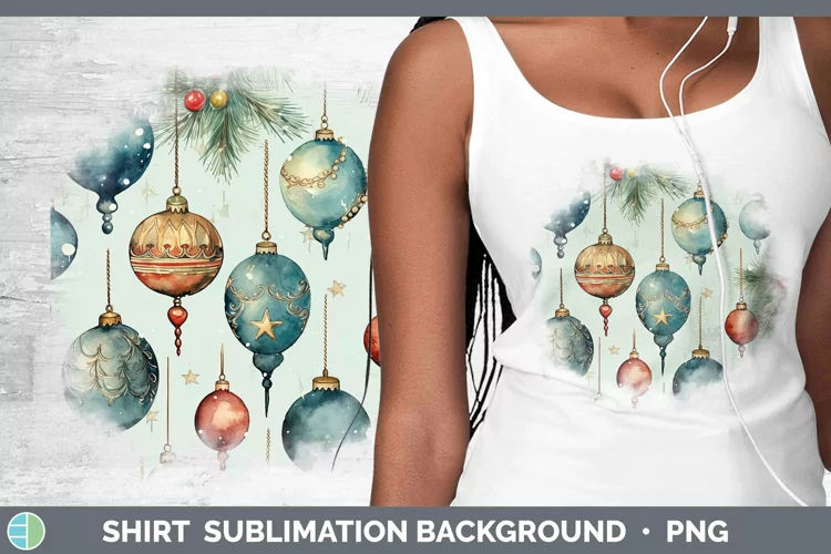 Watercolor Christmas Ornaments Shirt Sublimation Sublimation