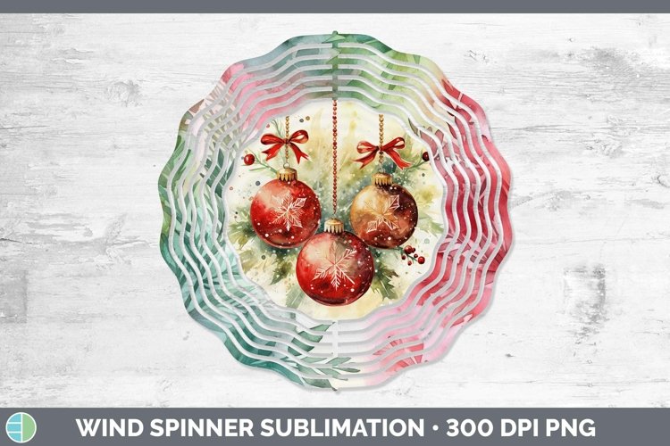 Watercolor Christmas Ornaments Wind Spinner Sublimation Spin