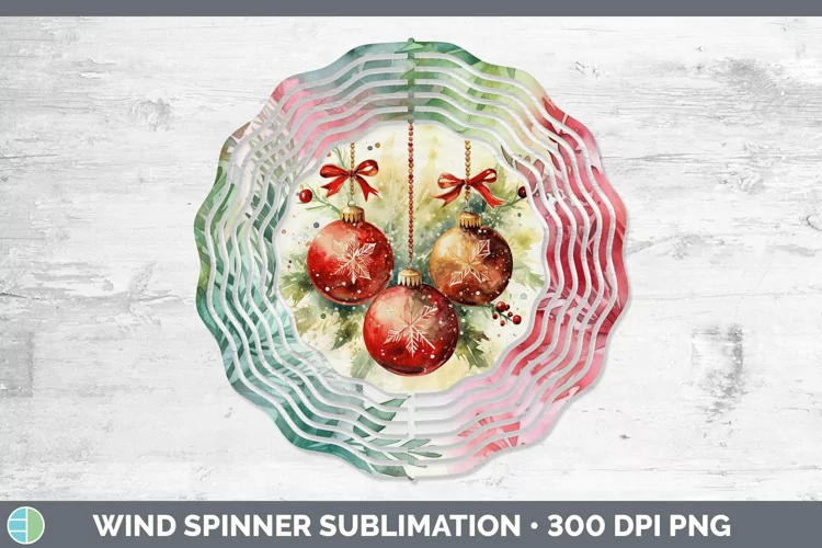 Watercolor Christmas Ornaments Wind Spinner Sublimation Spin