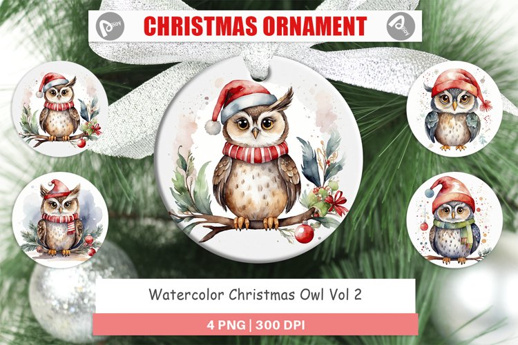 Christmas Ornaments Watercolor Christmas Owl