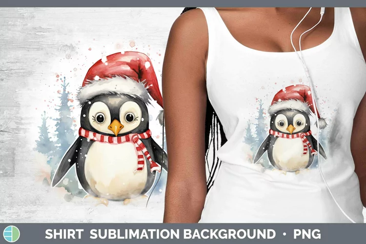 Watercolor Christmas Penguin Shirt Sublimation Sublimation B