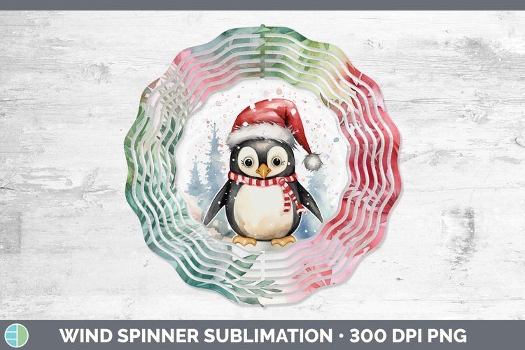 Watercolor Christmas Penguin Wind Spinner Sublimation Spinne