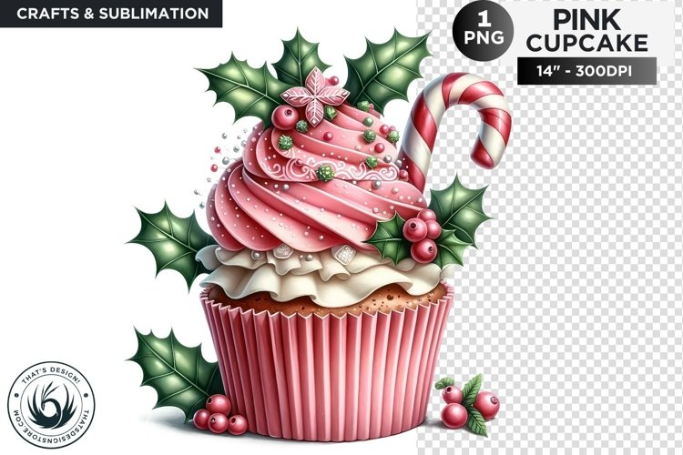 Pink Christmas Cupcakes PNG Clipart sublimation design example image 1