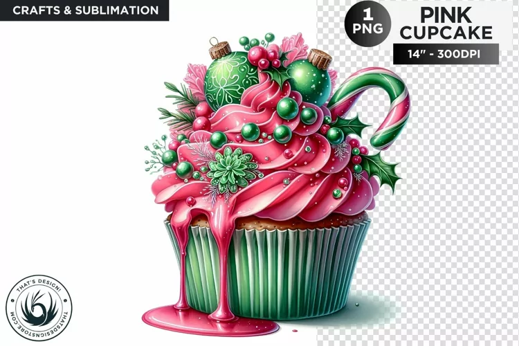 Pink Christmas Cupcakes Clipart PNG
