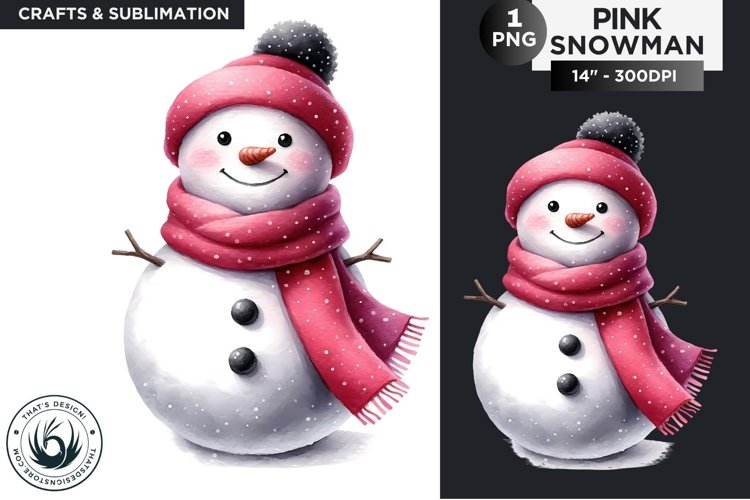 Christmas Pink Snowman PNG Clipart