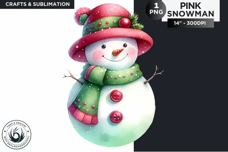 Christmas Pink Snowman PNG Clipart