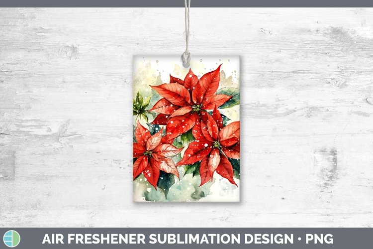 Watercolor Christmas Poinsettia Air Freshener Sublimation Ca