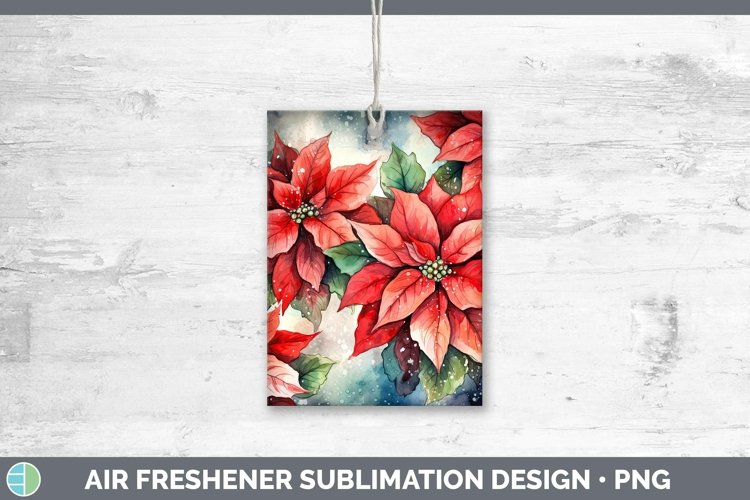 Watercolor Christmas Poinsettia Air Freshener Sublimation Ca