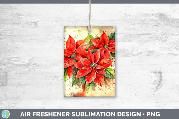 Watercolor Christmas Poinsettia Air Freshener Sublimation Ca