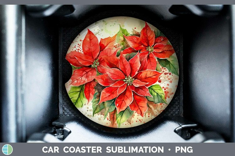 GorgeousWatercolor Christmas Car Coaster design.