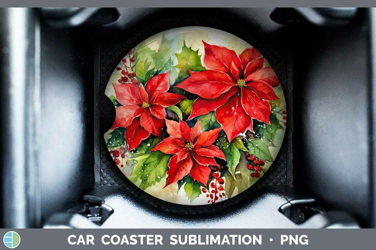 GorgeousWatercolor Christmas Car Coaster design.