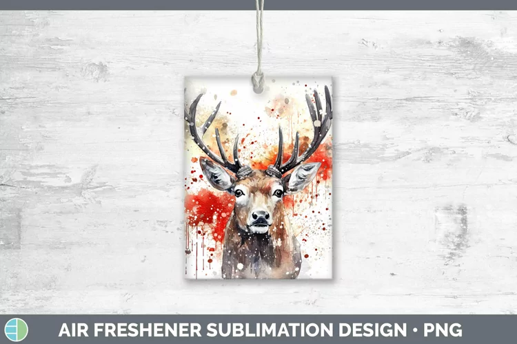 Watercolor Christmas Reindeer Air Freshener Sublimation Car